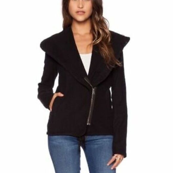 James Perse Black Cotton Blend Knit Twill Jacket Medium - Picture 1 of 6